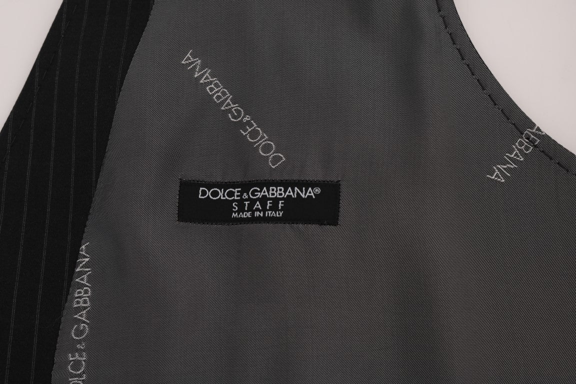 Dolce & Gabbana Elegant Striped Gray Waistcoat Vest - Sandy Store ByNet