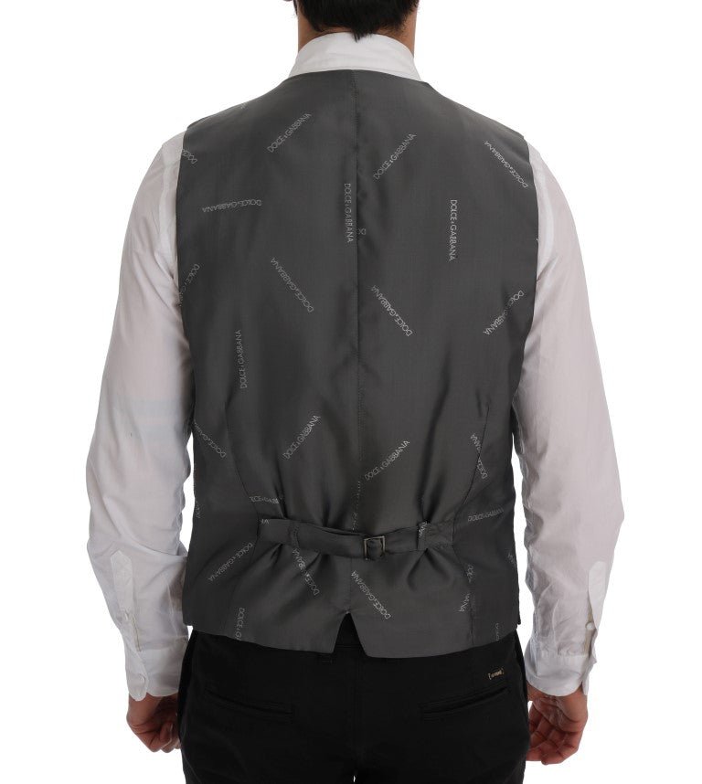 Dolce & Gabbana Elegant Striped Gray Waistcoat Vest - Sandy Store ByNet