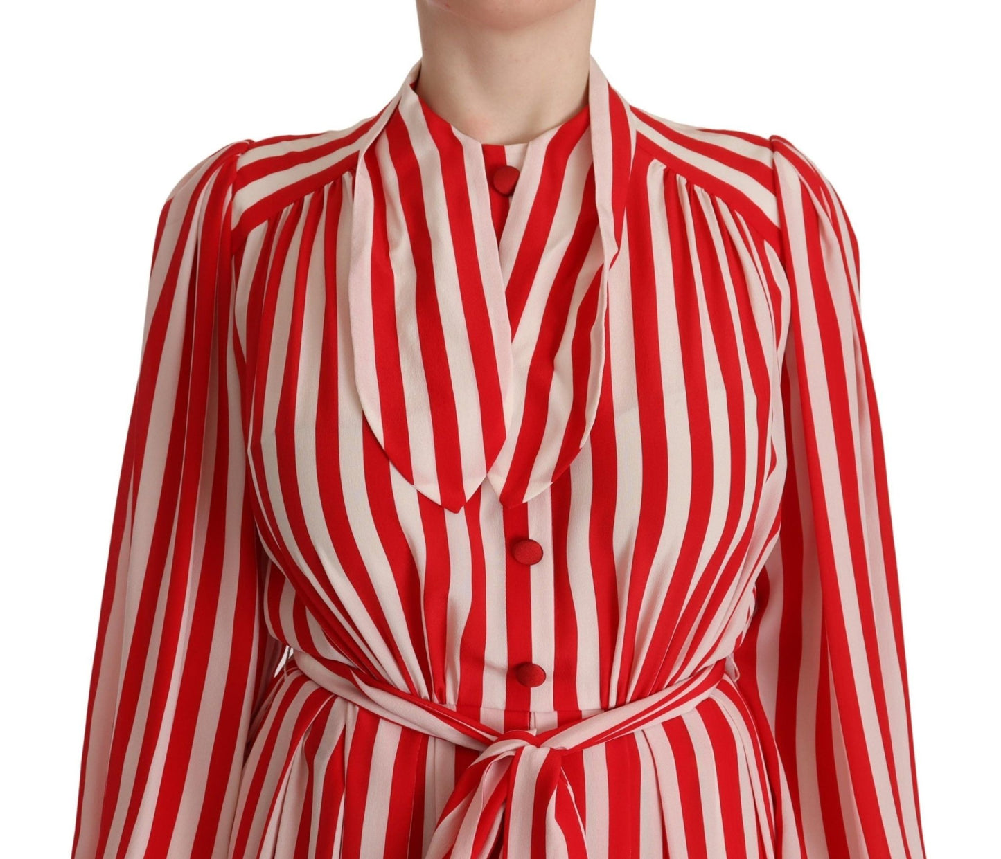 Dolce & Gabbana Elegant Striped Silk Maxi Dress - Sandy Store ByNet