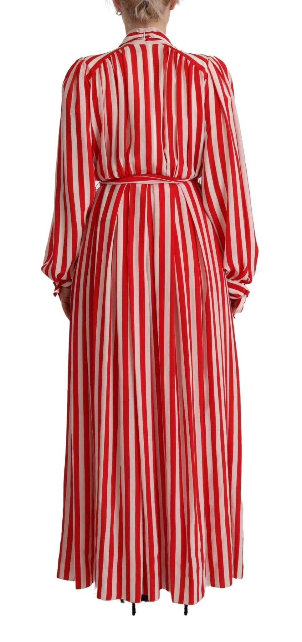 Dolce & Gabbana Elegant Striped Silk Maxi Dress - Sandy Store ByNet