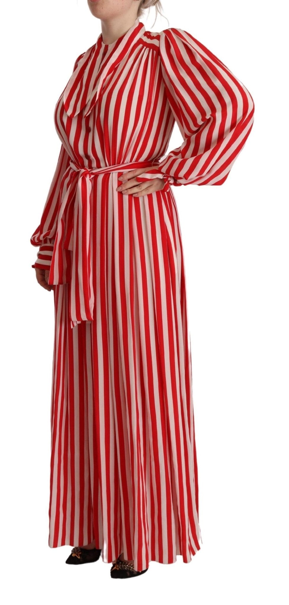 Dolce & Gabbana Elegant Striped Silk Maxi Dress - Sandy Store ByNet