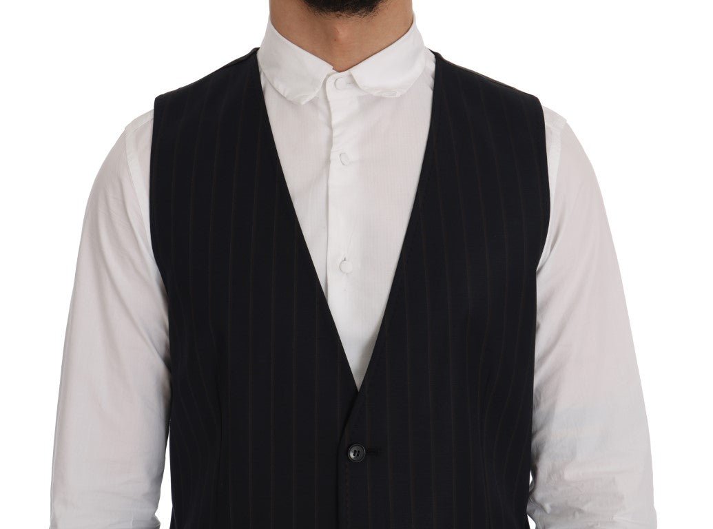 Dolce & Gabbana Elegant Striped Wool Blend Vest Waistcoat - Sandy Store ByNet
