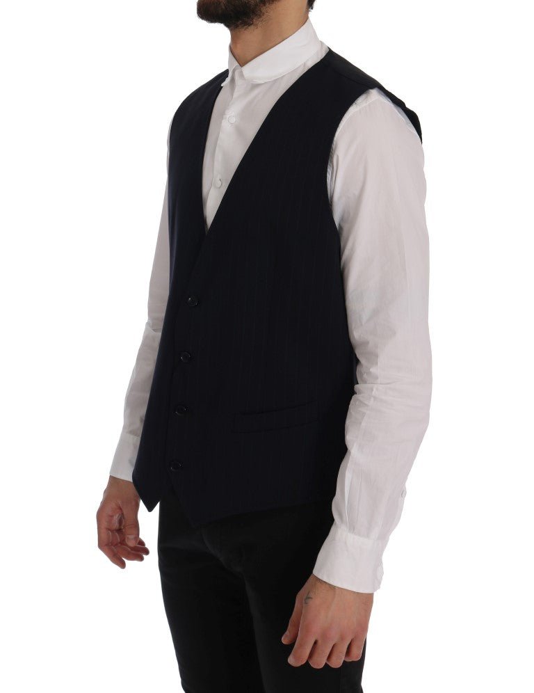 Dolce & Gabbana Elegant Striped Wool Blend Waistcoat Vest - Sandy Store ByNet