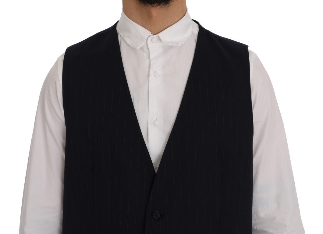 Dolce & Gabbana Elegant Striped Wool Blend Waistcoat Vest - Sandy Store ByNet