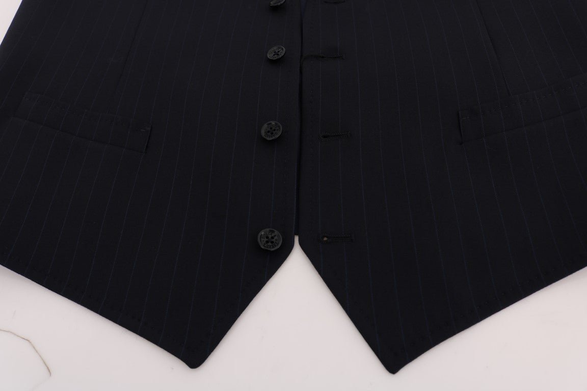 Dolce & Gabbana Elegant Striped Wool Blend Waistcoat Vest - Sandy Store ByNet