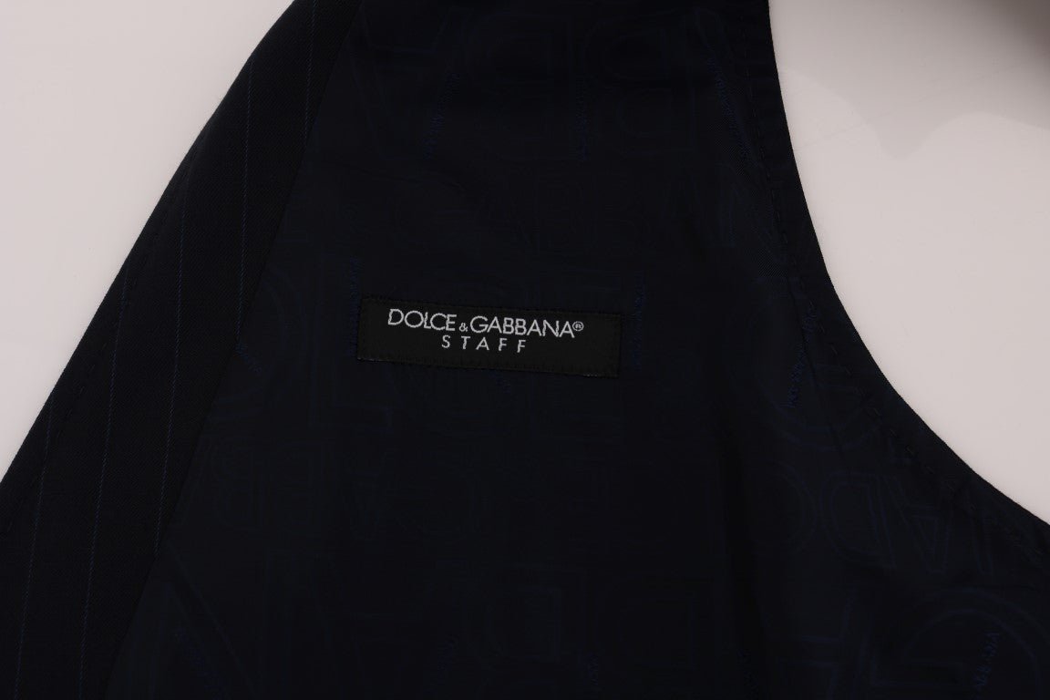 Dolce & Gabbana Elegant Striped Wool Blend Waistcoat Vest - Sandy Store ByNet