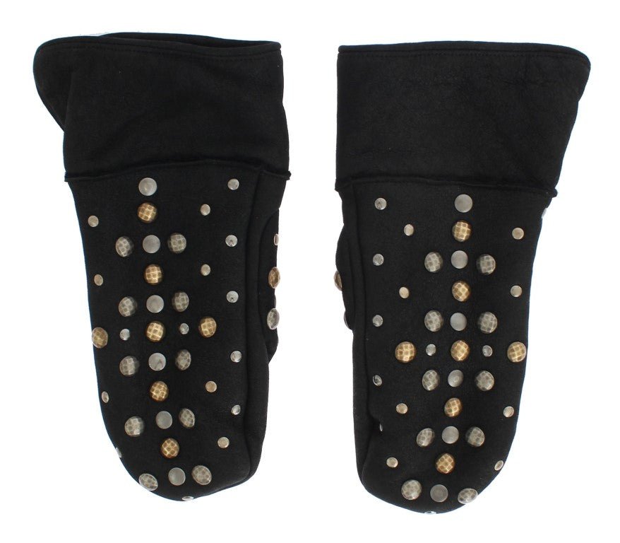 Dolce & Gabbana Elegant Studded Gray Wool Gloves - Sandy Store ByNet
