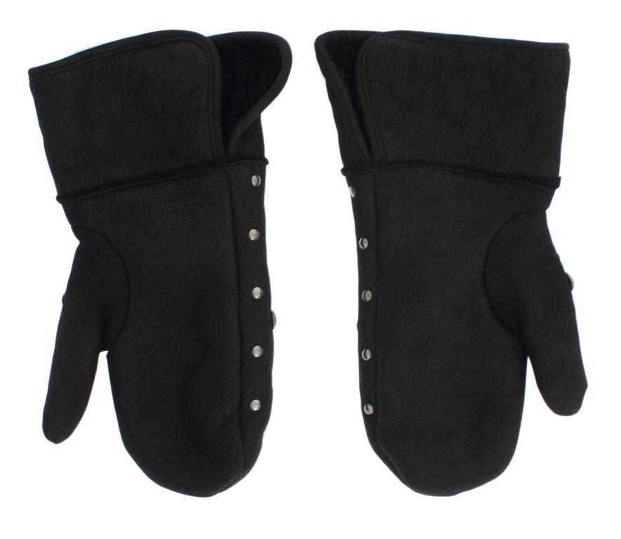 Dolce & Gabbana Elegant Studded Gray Wool Gloves - Sandy Store ByNet