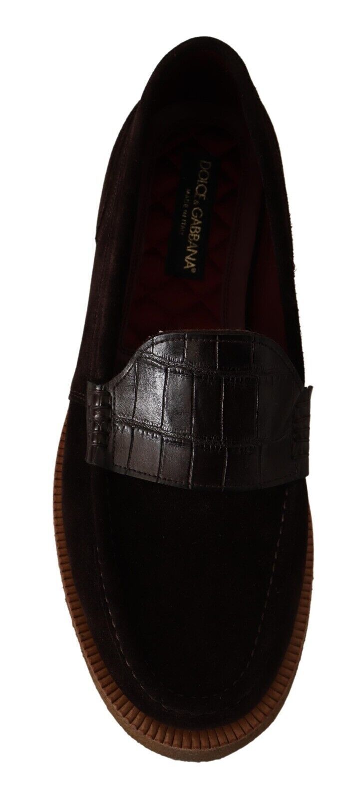 Dolce & Gabbana Elegant Suede Crocodile Loafers in Brown - Sandy Store ByNet