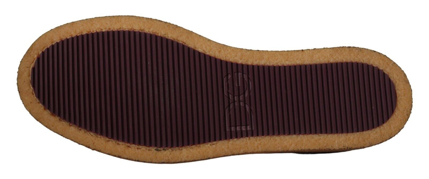 Dolce & Gabbana Elegant Suede Crocodile Loafers in Brown - Sandy Store ByNet