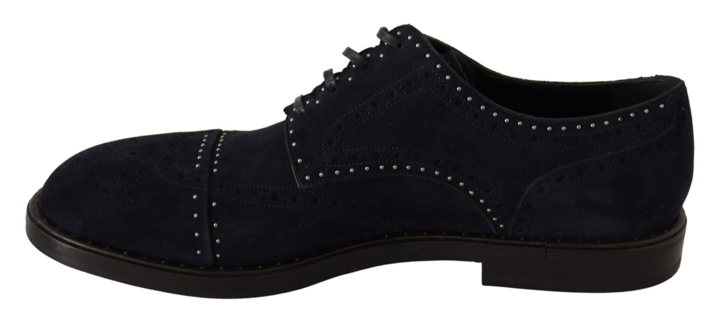 Dolce & Gabbana Elegant Suede Derby Shoes with Silver Studs - Sandy Store ByNet