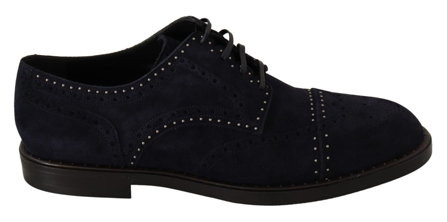 Dolce & Gabbana Elegant Suede Derby Shoes with Silver Studs - Sandy Store ByNet