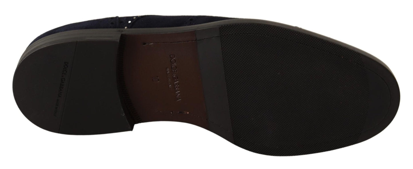 Dolce & Gabbana Elegant Suede Derby Shoes with Silver Studs - Sandy Store ByNet