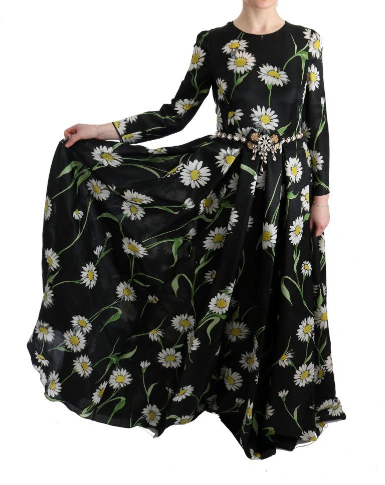 Dolce & Gabbana Elegant Sunflower Maxi Gown with Crystals - Sandy Store ByNet