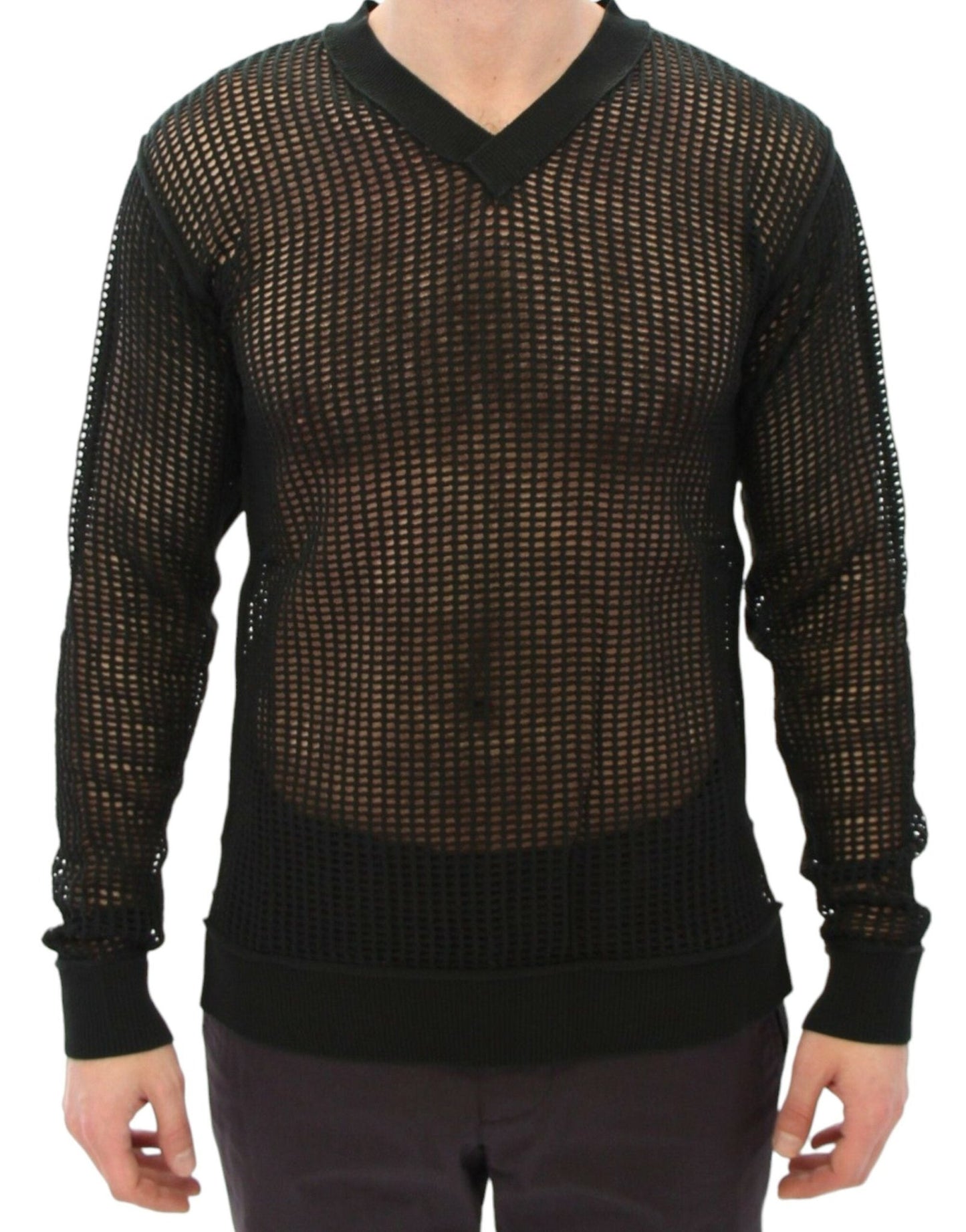 Dolce & Gabbana Elegant V - Neck Dark Green Knitted Sweater - Sandy Store ByNet