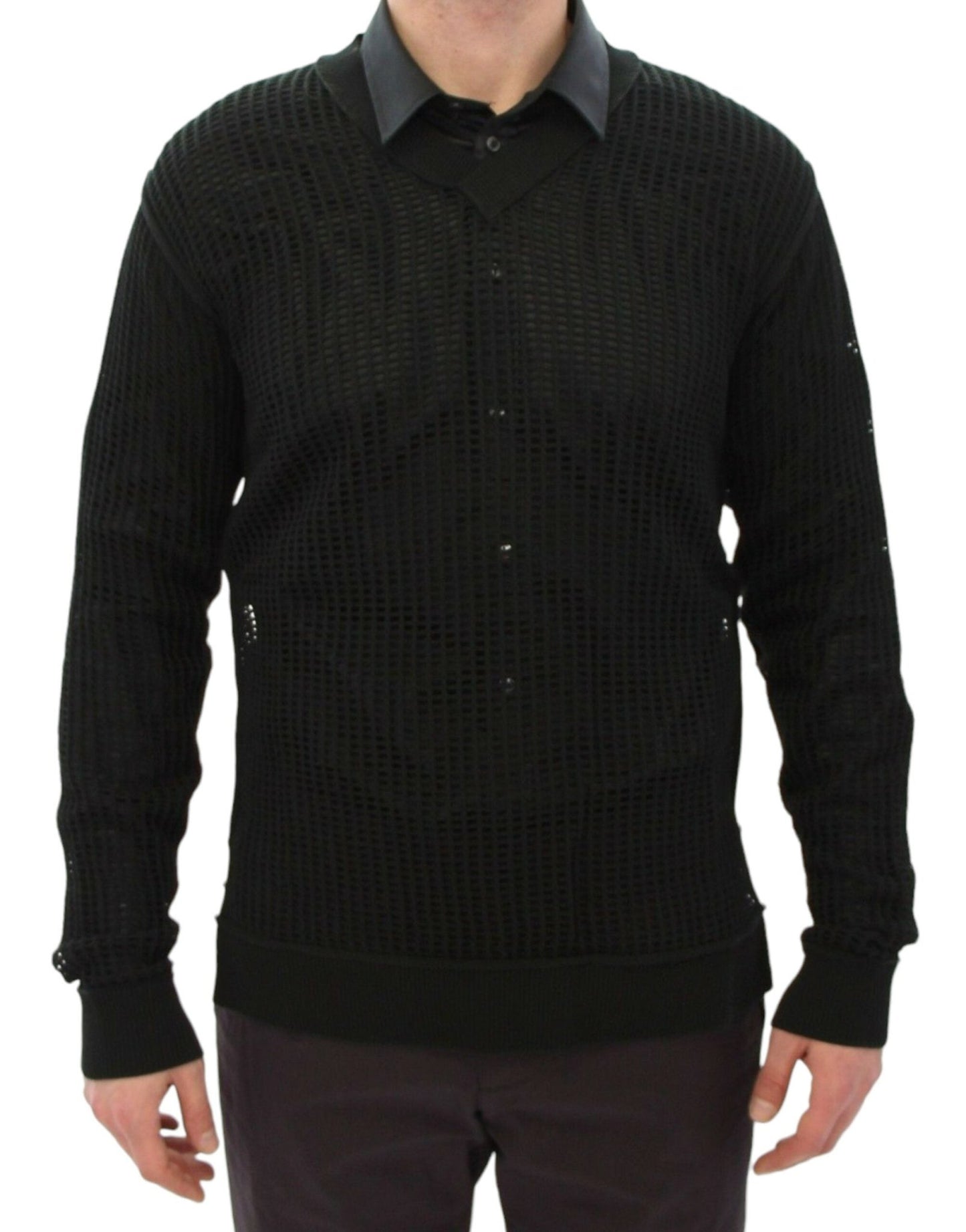 Dolce & Gabbana Elegant V - Neck Dark Green Knitted Sweater - Sandy Store ByNet