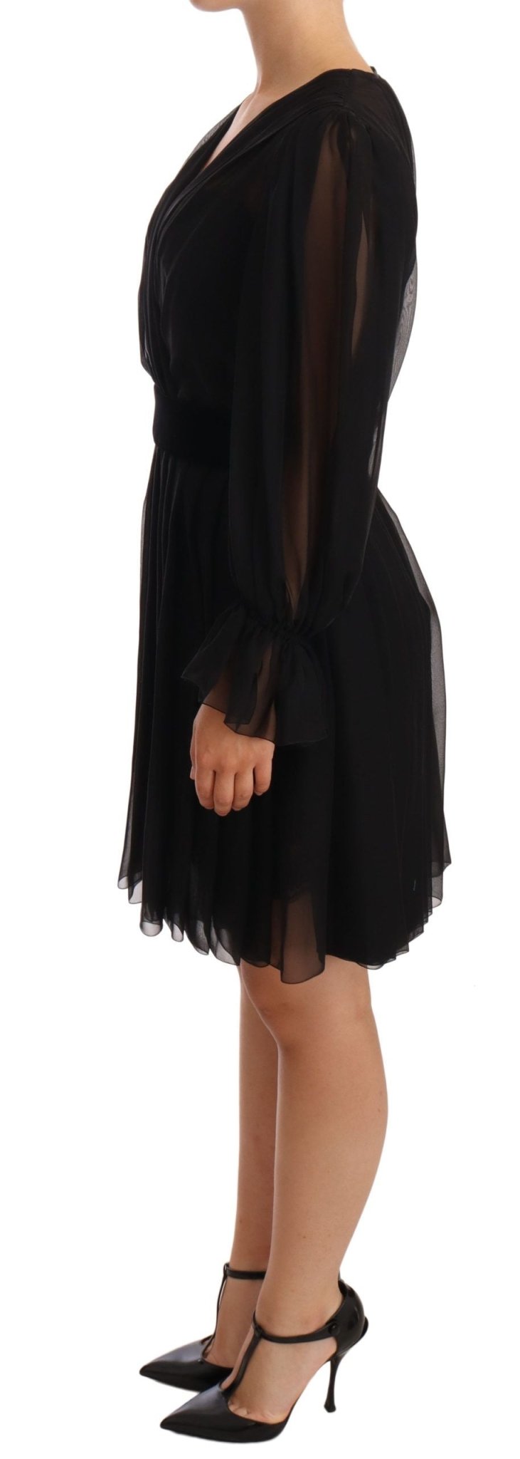 Dolce & Gabbana Elegant V - Neck Silk Blend Mini Dress - Sandy Store ByNet