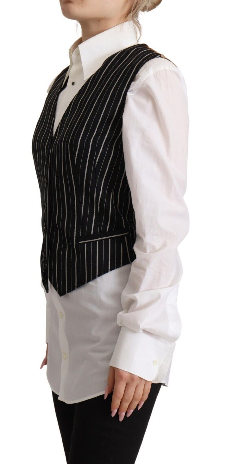 Dolce & Gabbana Elegant V - Neck Sleeveless Wool - Blend Vest - Sandy Store ByNet