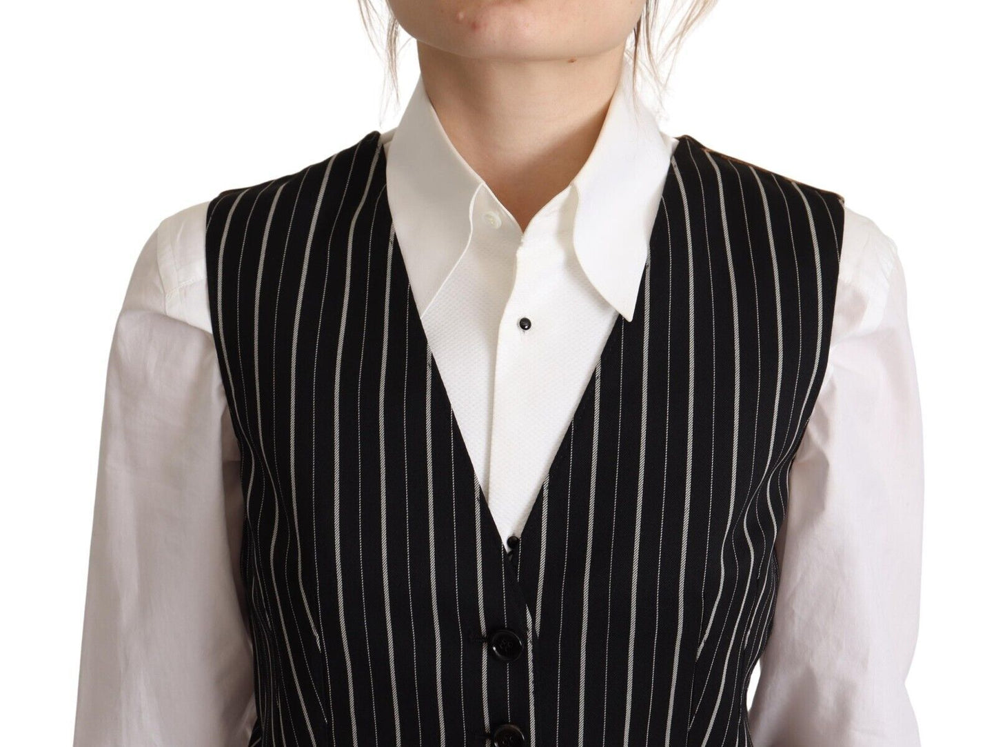 Dolce & Gabbana Elegant V - Neck Sleeveless Wool - Blend Vest - Sandy Store ByNet
