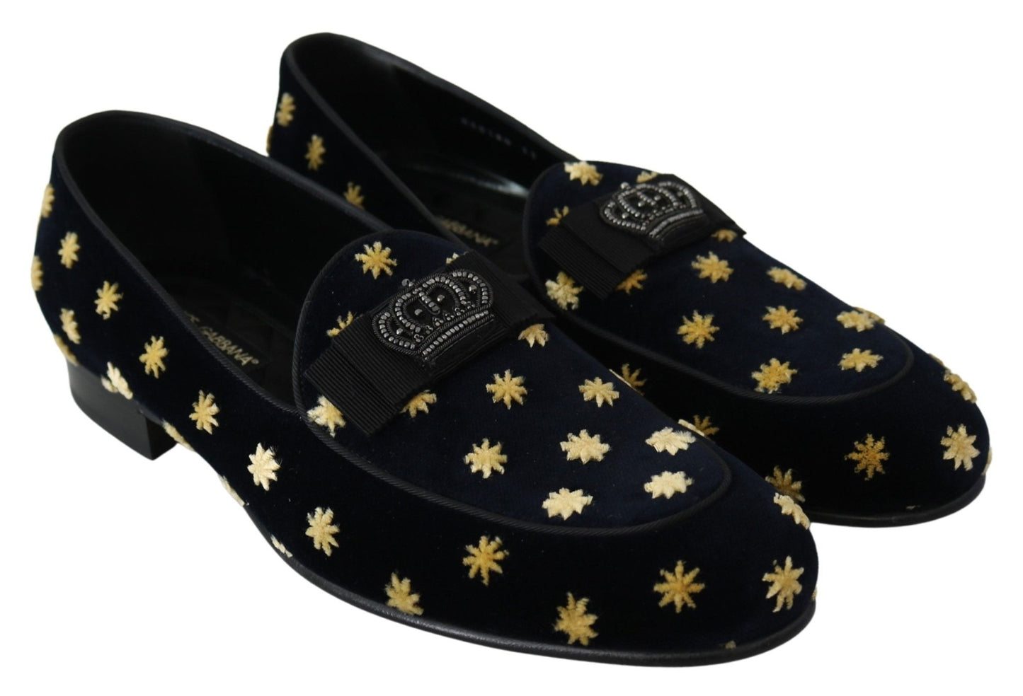 Dolce & Gabbana Elegant Velvet Crown Embroidery Loafers - Sandy Store ByNet