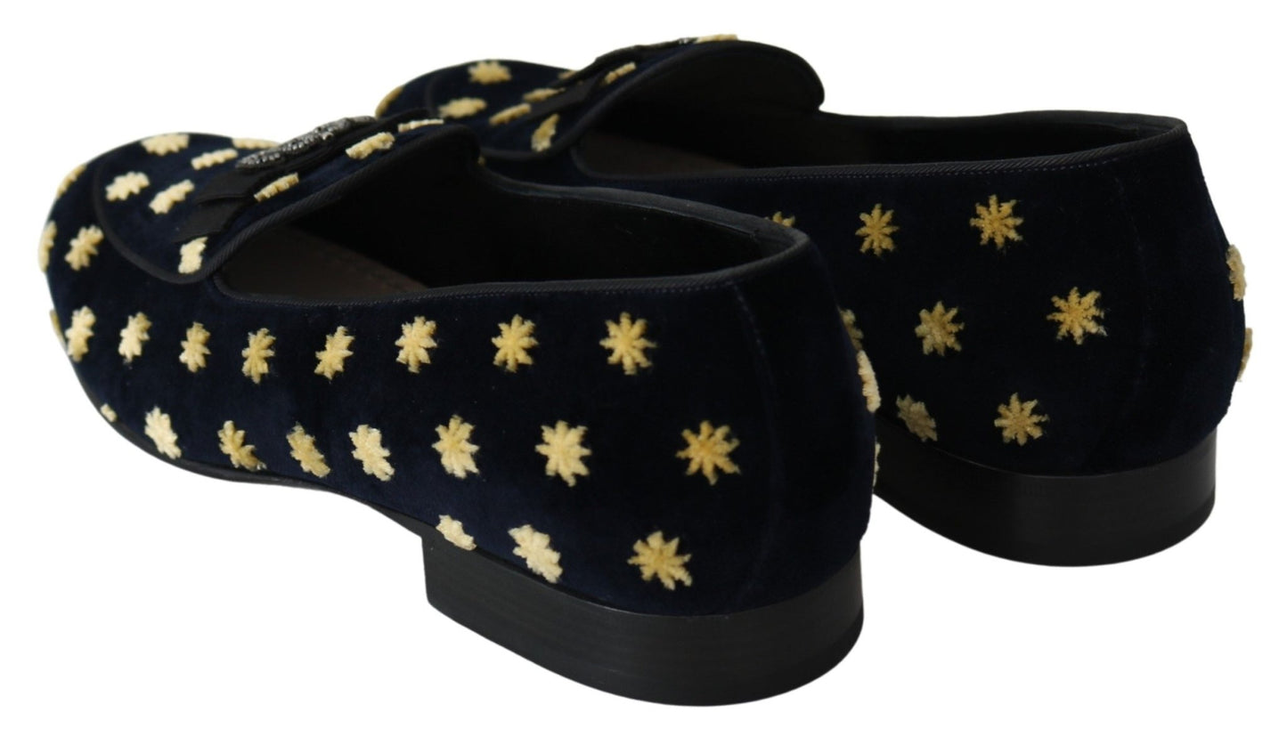 Dolce & Gabbana Elegant Velvet Crown Embroidery Loafers - Sandy Store ByNet