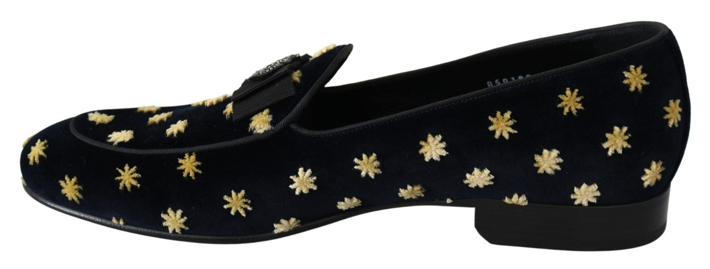 Dolce & Gabbana Elegant Velvet Crown Embroidery Loafers - Sandy Store ByNet