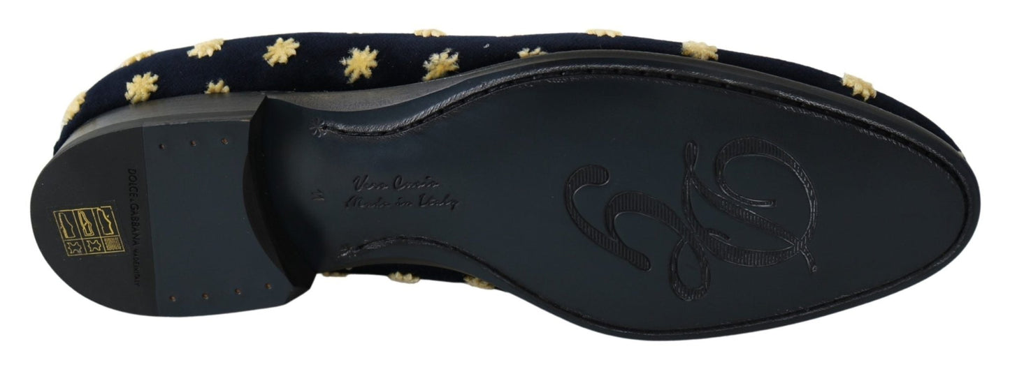 Dolce & Gabbana Elegant Velvet Crown Embroidery Loafers - Sandy Store ByNet