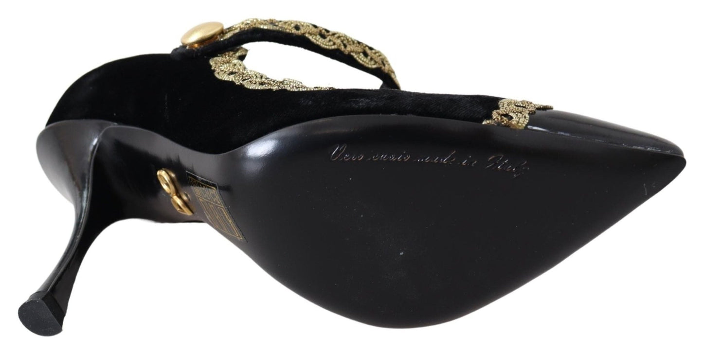 Dolce & Gabbana Elegant Velvet Patent Embroidered Pumps - Sandy Store ByNet