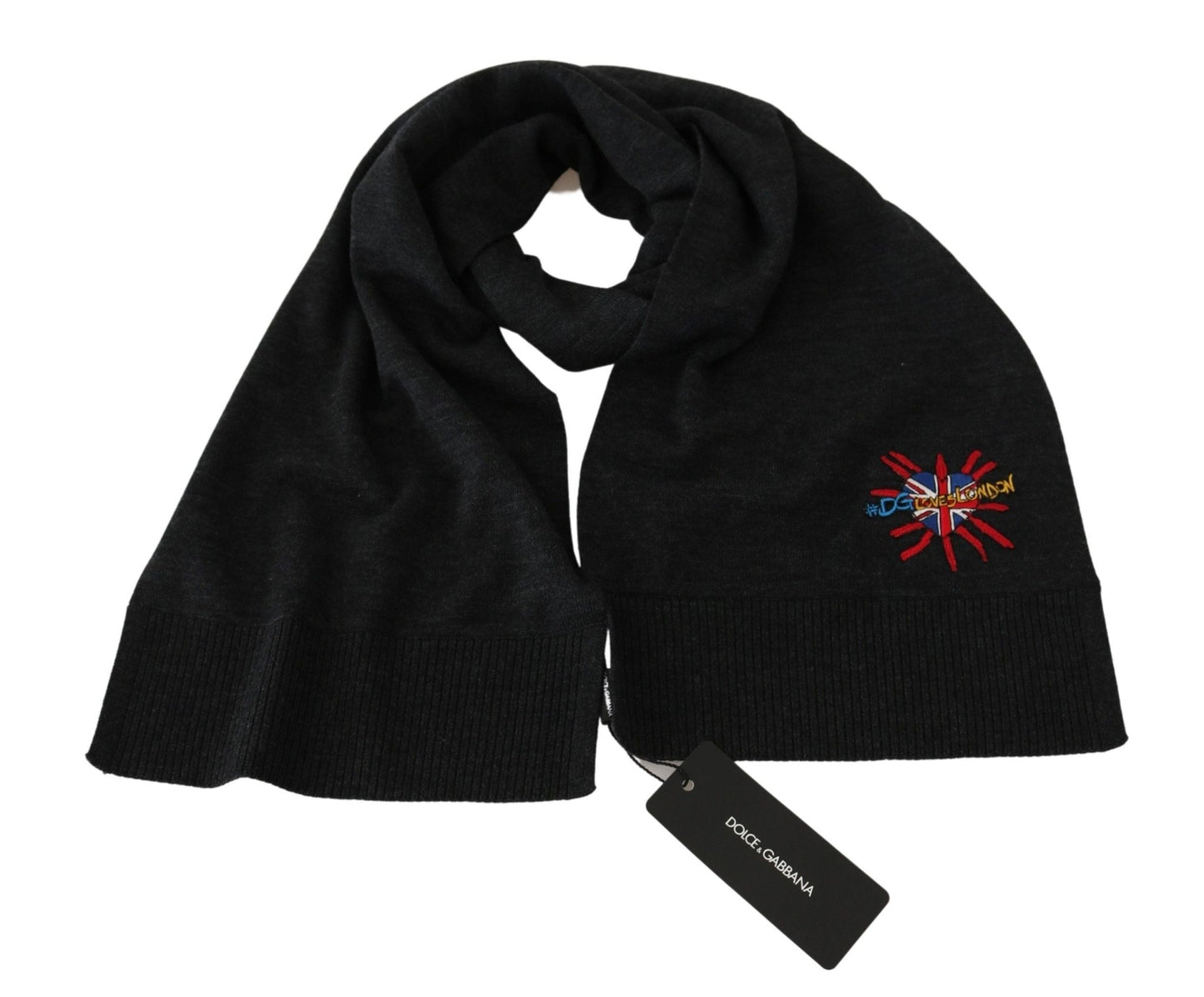 Dolce & Gabbana Elegant Virgin Wool Men's Scarf with Embroidery - Sandy Store ByNet