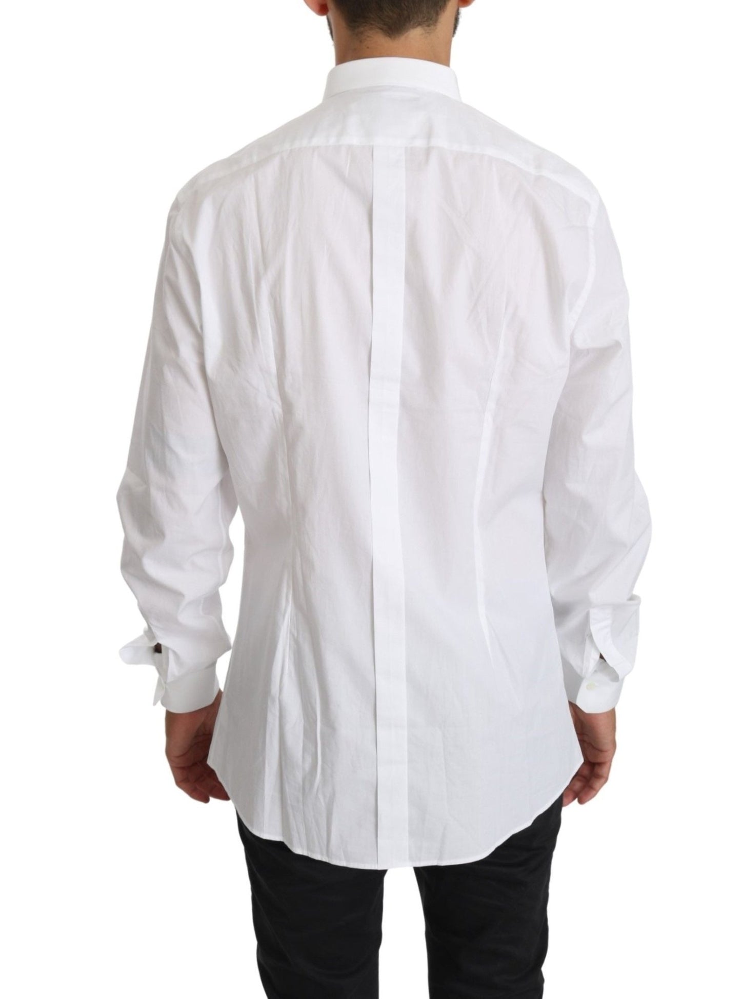 Dolce & Gabbana Elegant White Cotton Gold Fit Shirt - Sandy Store ByNet