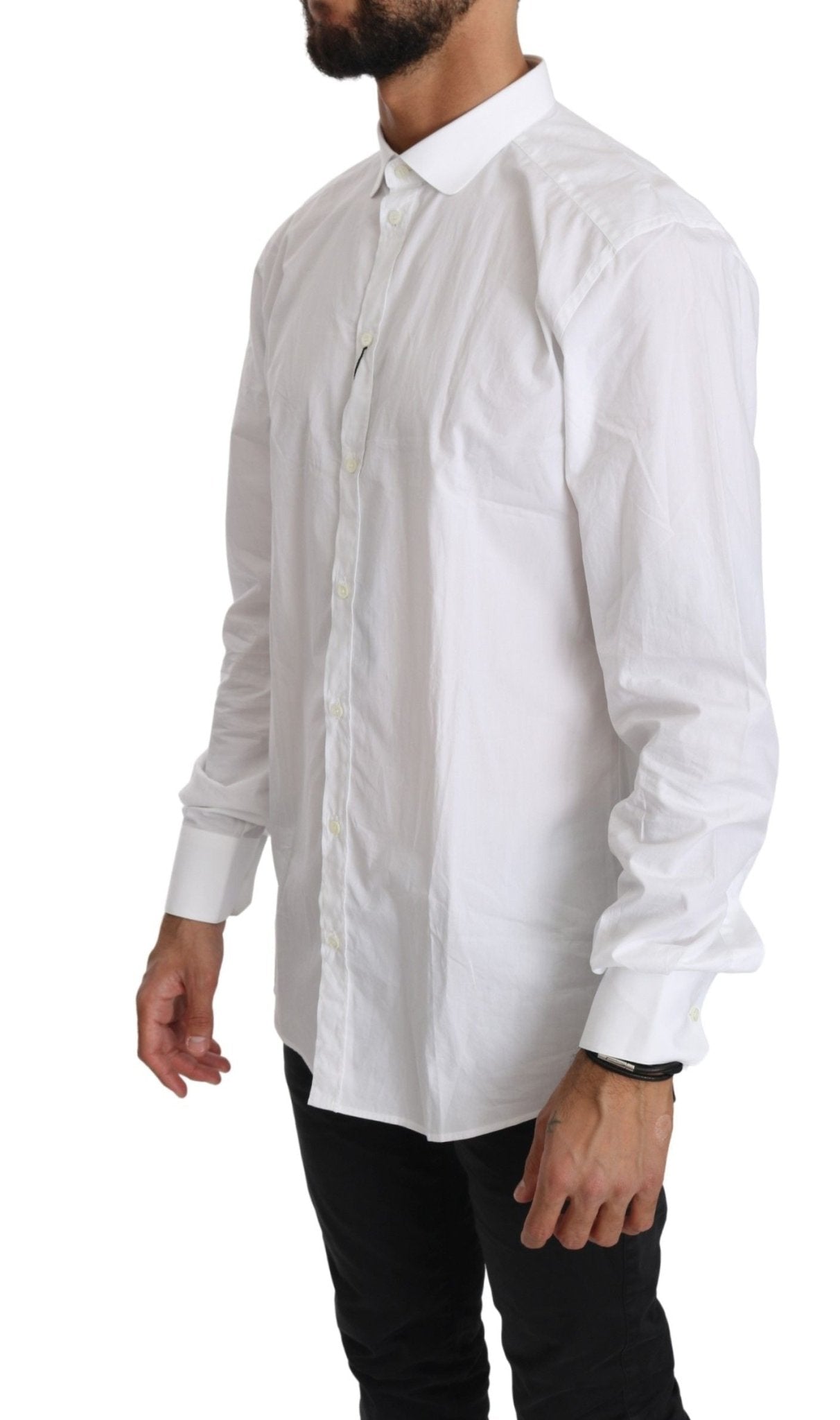 Dolce & Gabbana Elegant White Cotton Gold Fit Shirt - Sandy Store ByNet
