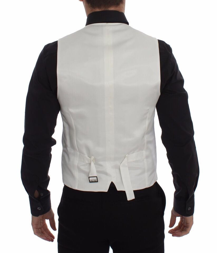 Dolce & Gabbana Elegant White Cotton Silk Dress Vest - Sandy Store ByNet