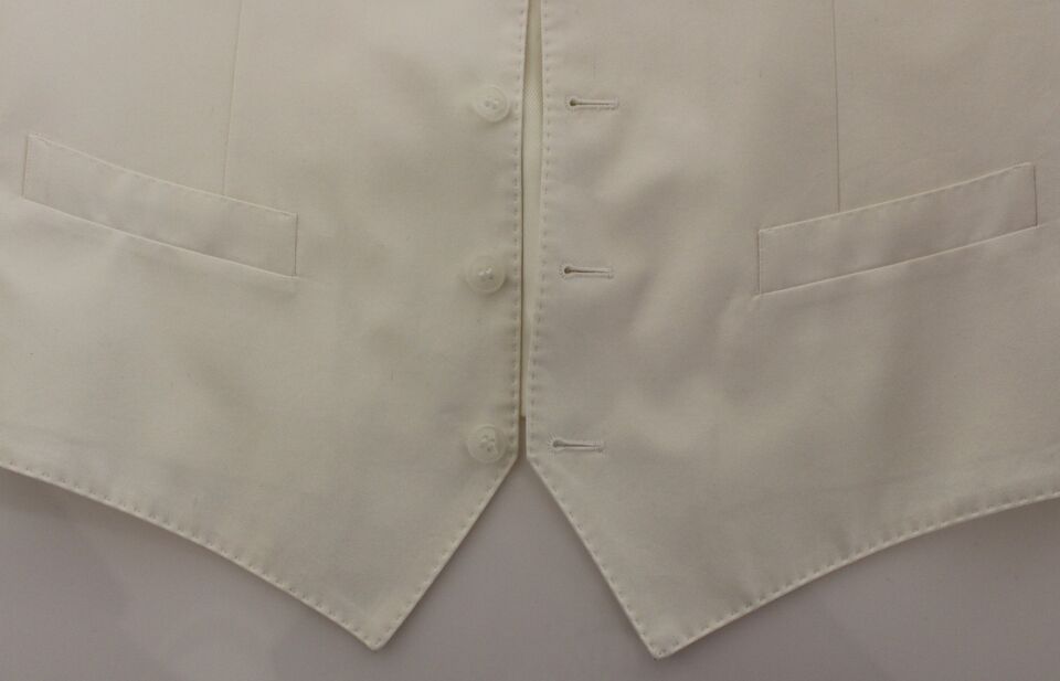 Dolce & Gabbana Elegant White Cotton Silk Dress Vest - Sandy Store ByNet