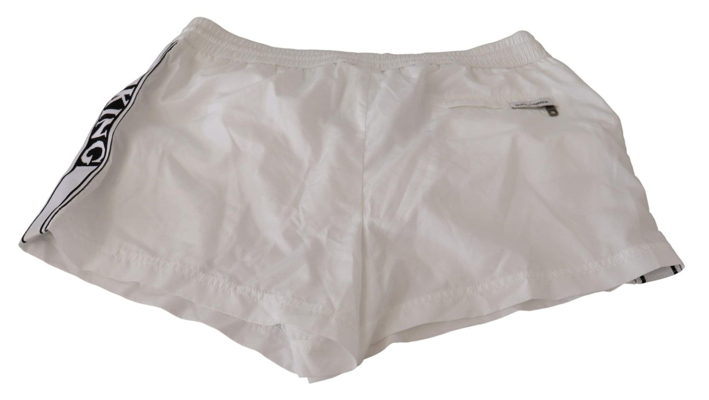 Dolce & Gabbana Elegant White KING Motive Swim Trunks - Sandy Store ByNet