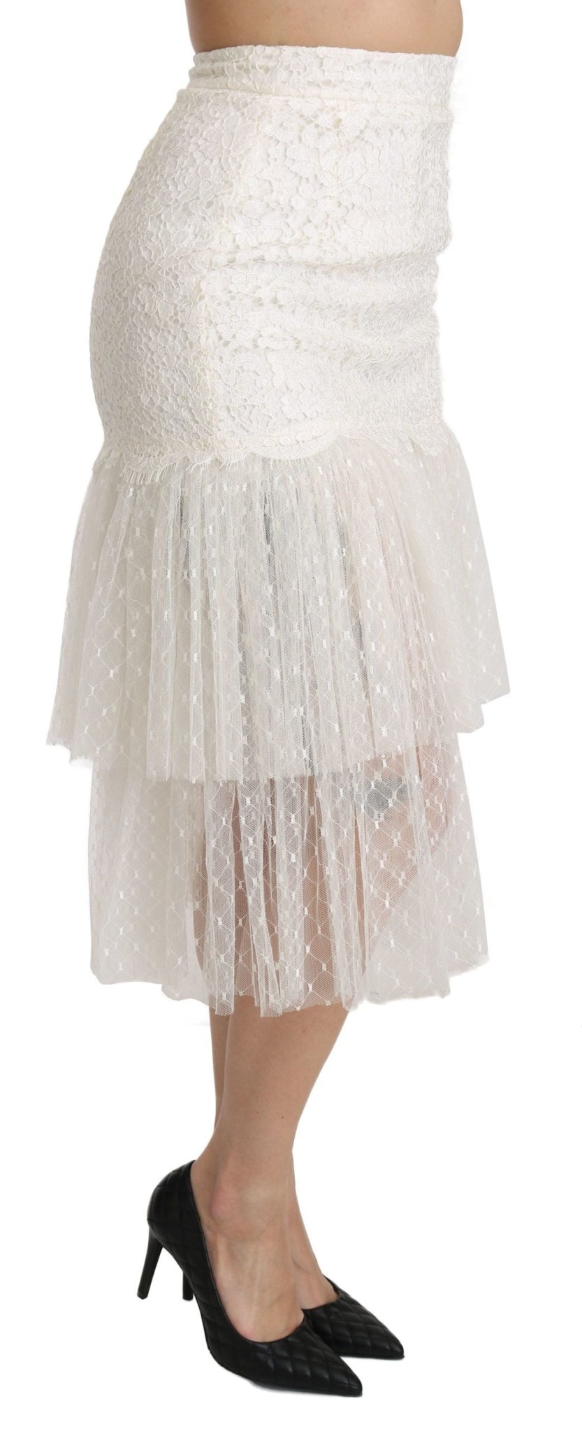 Dolce & Gabbana Elegant White Lace High - Waist Skirt - Sandy Store ByNet