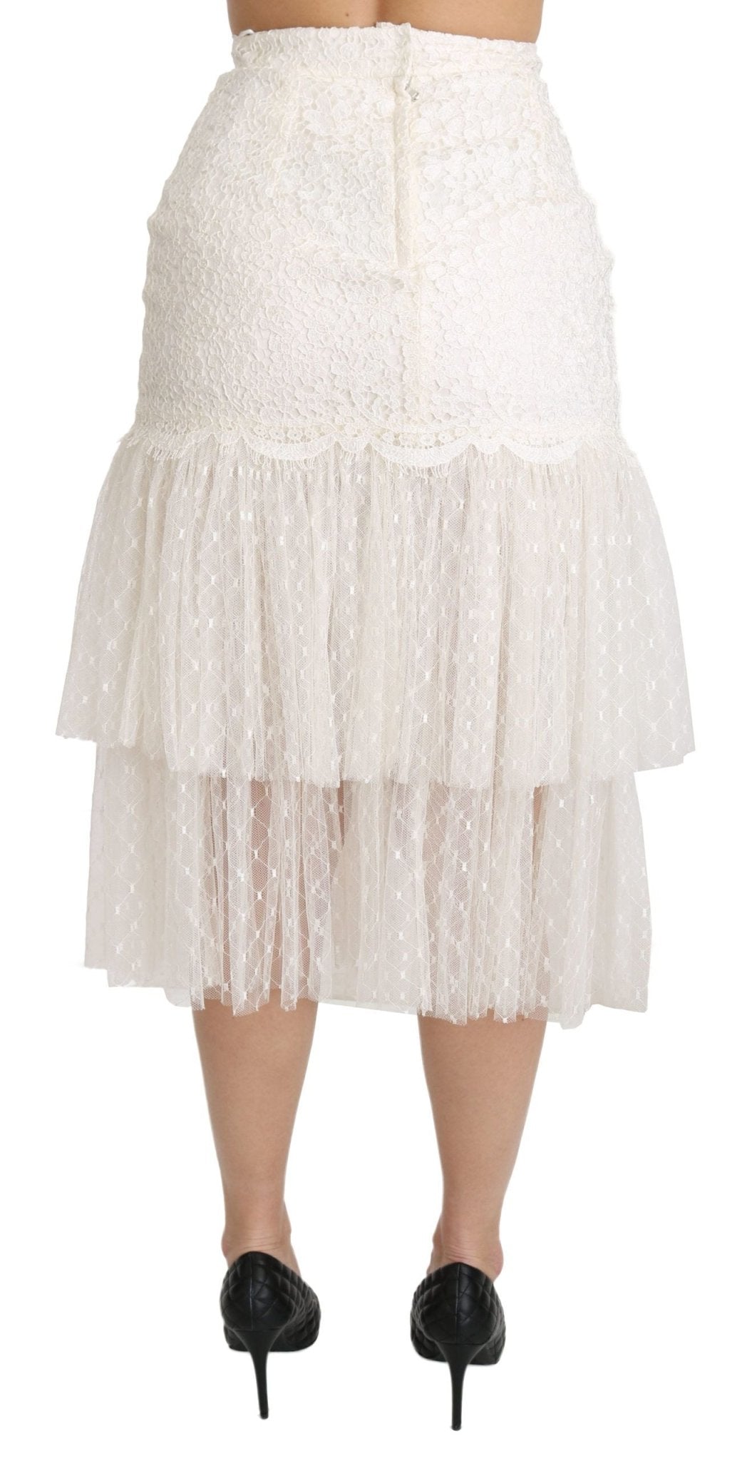 Dolce & Gabbana Elegant White Lace High - Waist Skirt - Sandy Store ByNet