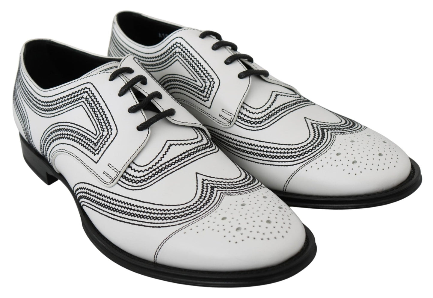Dolce & Gabbana Elegant White Leather Derby Shoes - Sandy Store ByNet