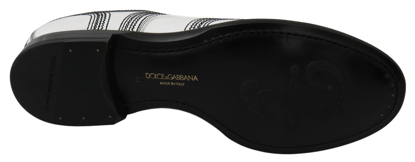 Dolce & Gabbana Elegant White Leather Derby Shoes - Sandy Store ByNet