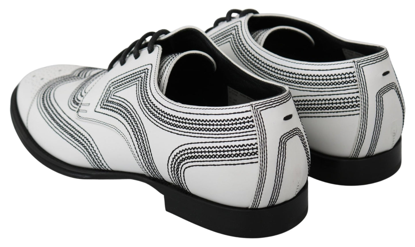 Dolce & Gabbana Elegant White Leather Derby Shoes - Sandy Store ByNet