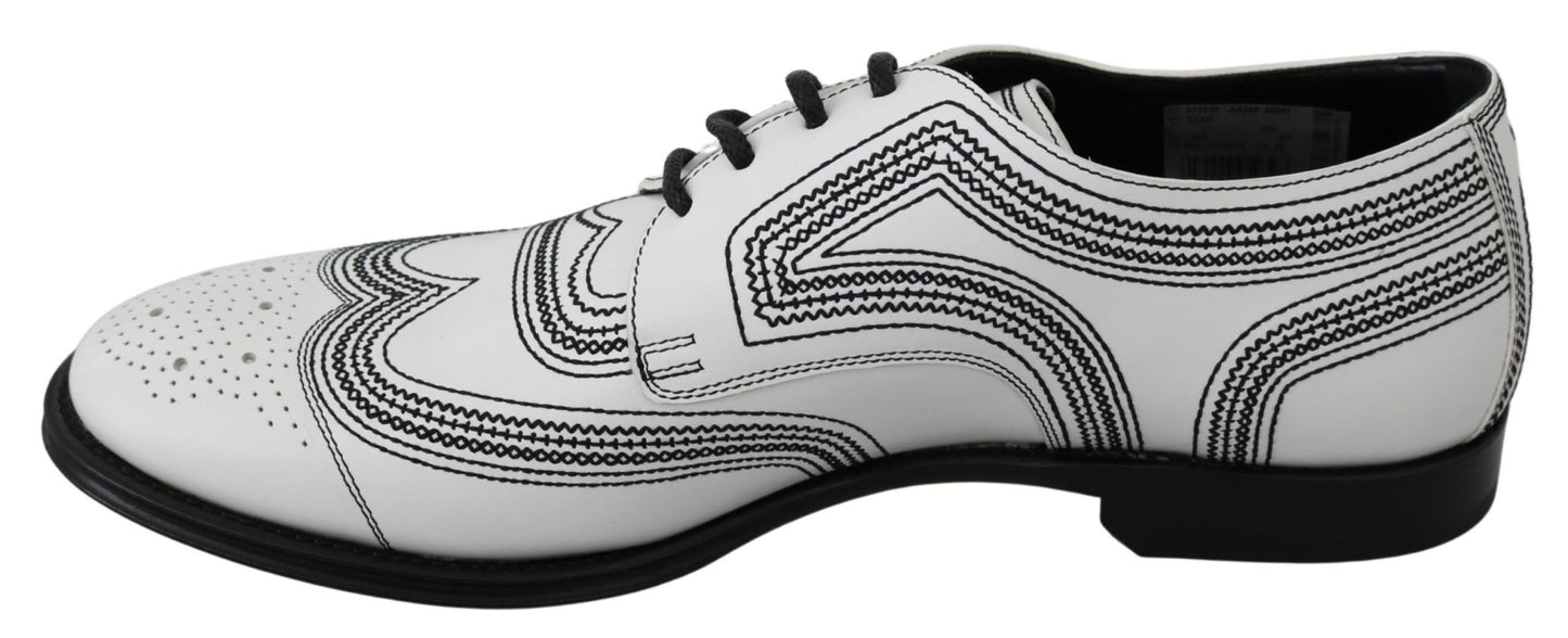 Dolce & Gabbana Elegant White Leather Derby Shoes - Sandy Store ByNet
