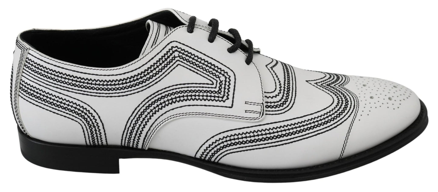 Dolce & Gabbana Elegant White Leather Derby Shoes - Sandy Store ByNet