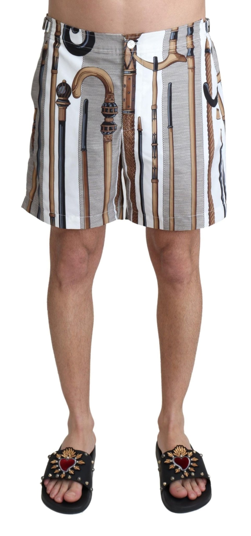 Dolce & Gabbana Elegant White Multicolor Swim Shorts - Sandy Store ByNet