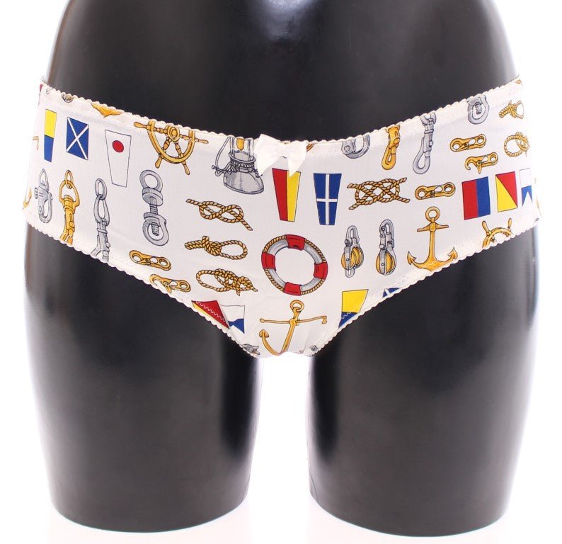 Dolce & Gabbana Elegant White Sailor Print Lingerie Set - Sandy Store ByNet