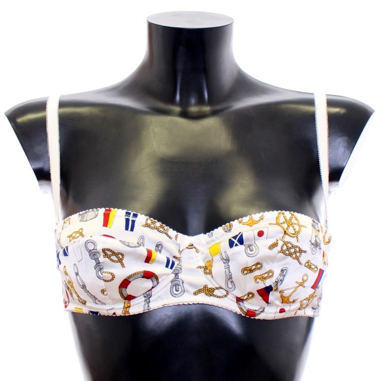 Dolce & Gabbana Elegant White Sailor Print Lingerie Set - Sandy Store ByNet