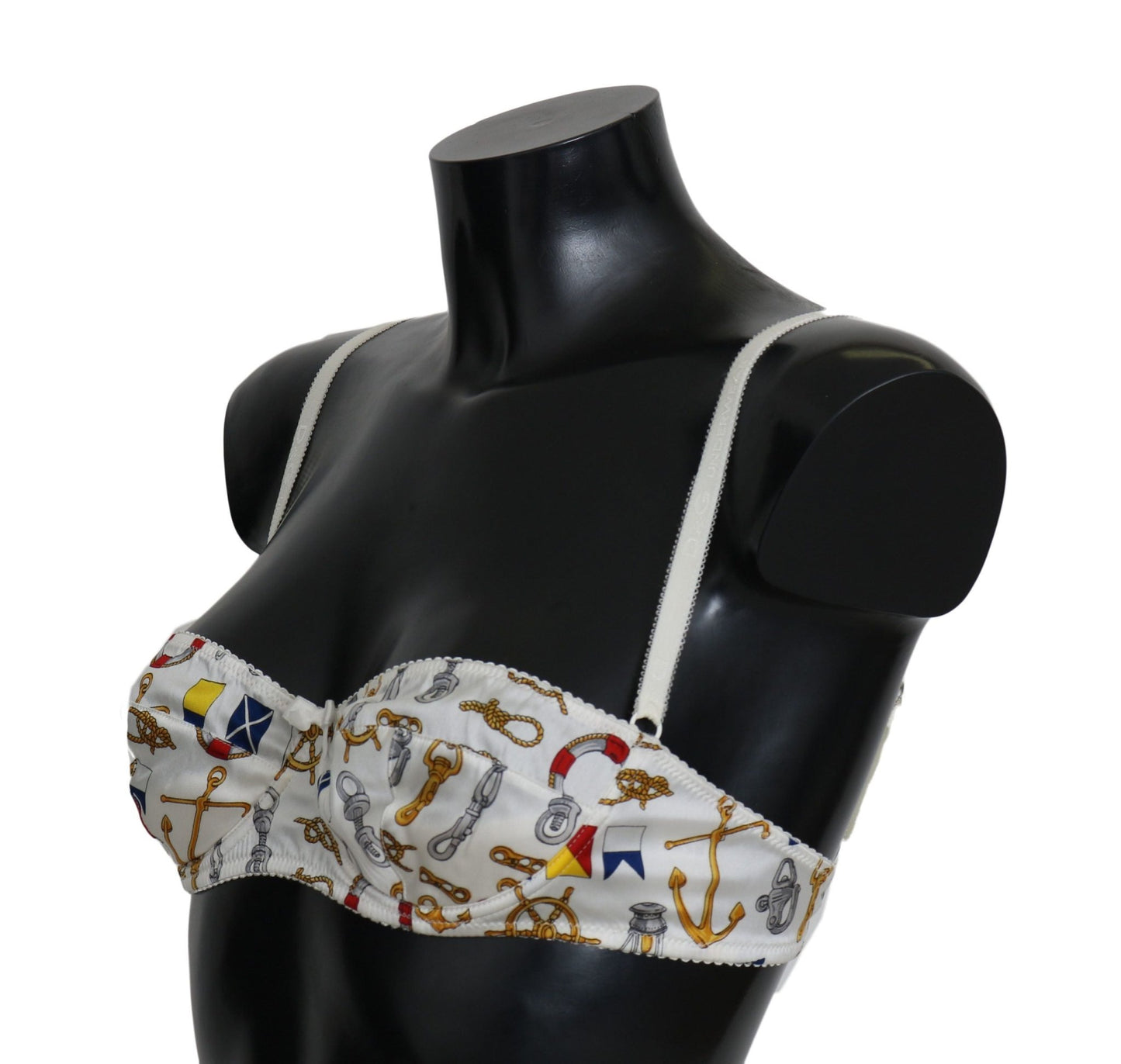 Dolce & Gabbana Elegant White Sailor Print Stretch Bra - Sandy Store ByNet