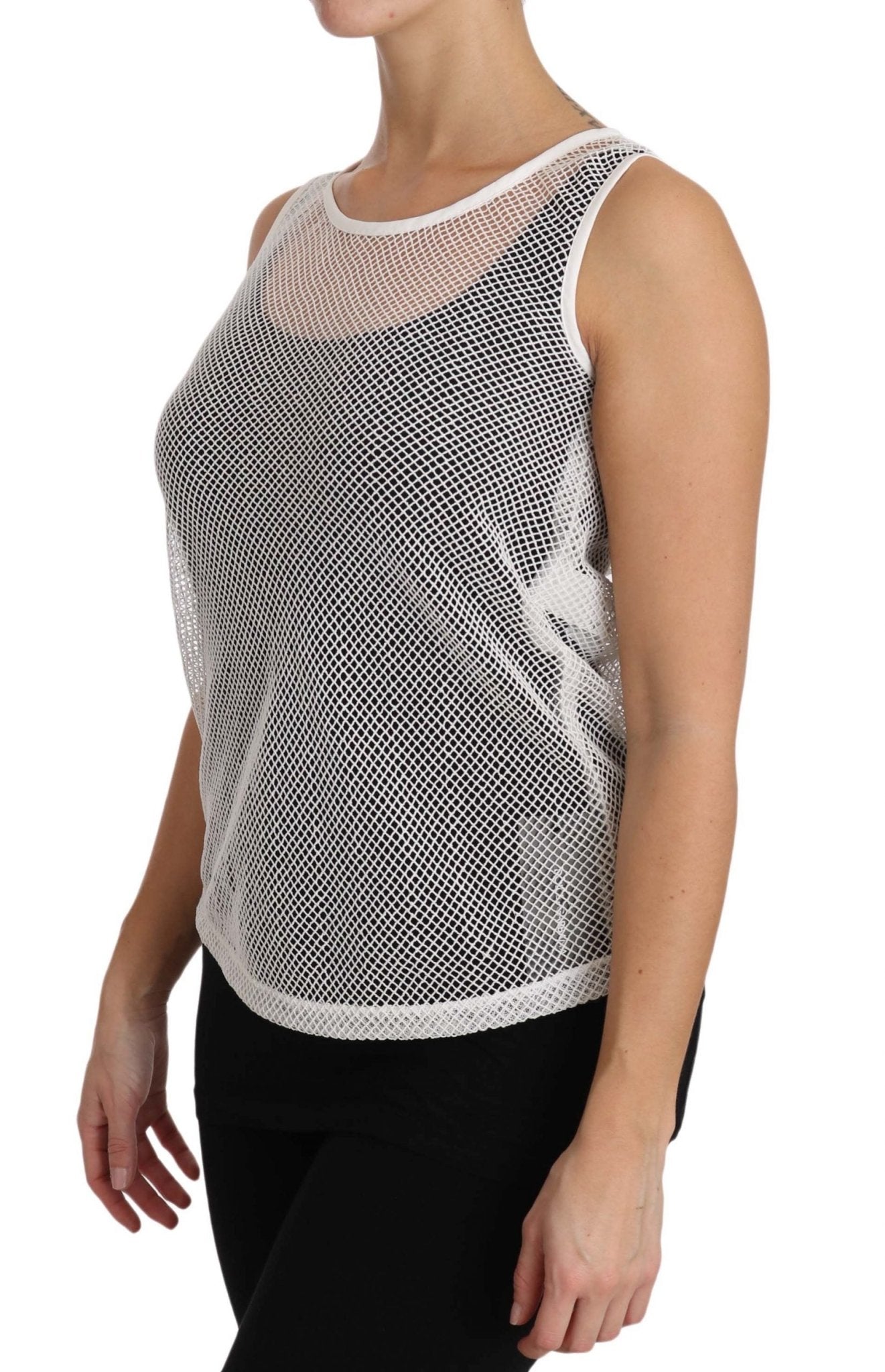Dolce & Gabbana Elegant White Sheer Sleeveless Top - Sandy Store ByNet