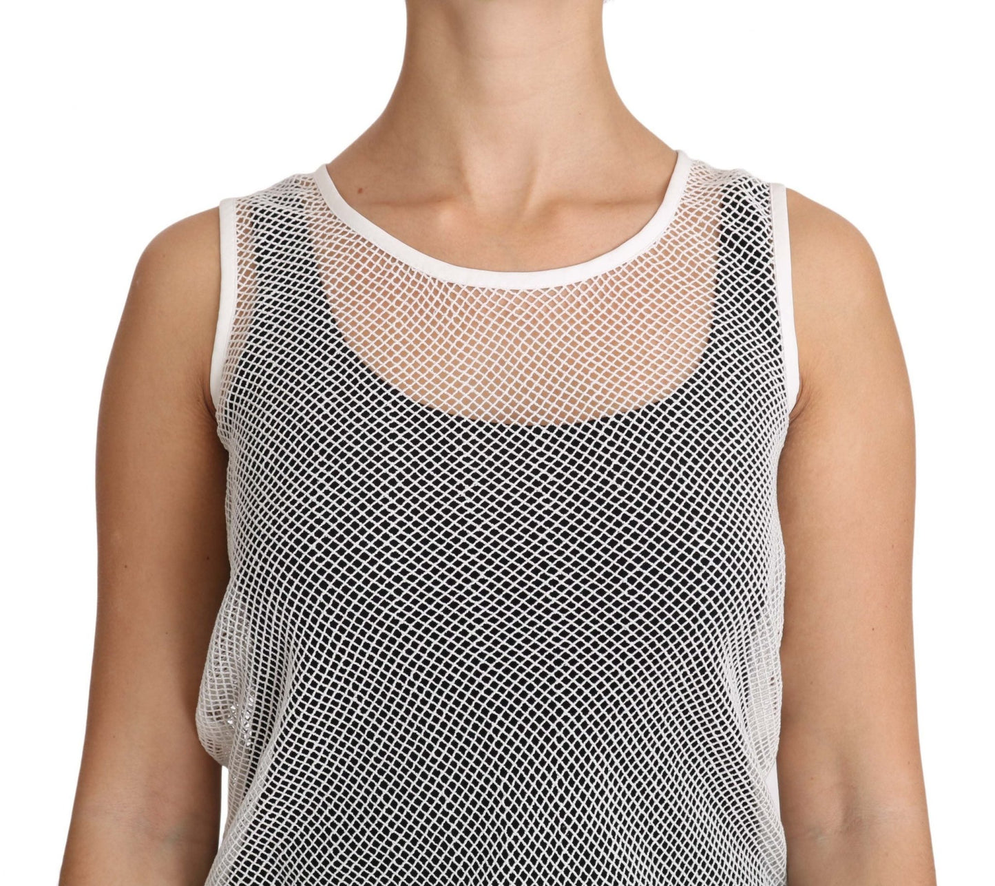 Dolce & Gabbana Elegant White Sheer Sleeveless Top - Sandy Store ByNet