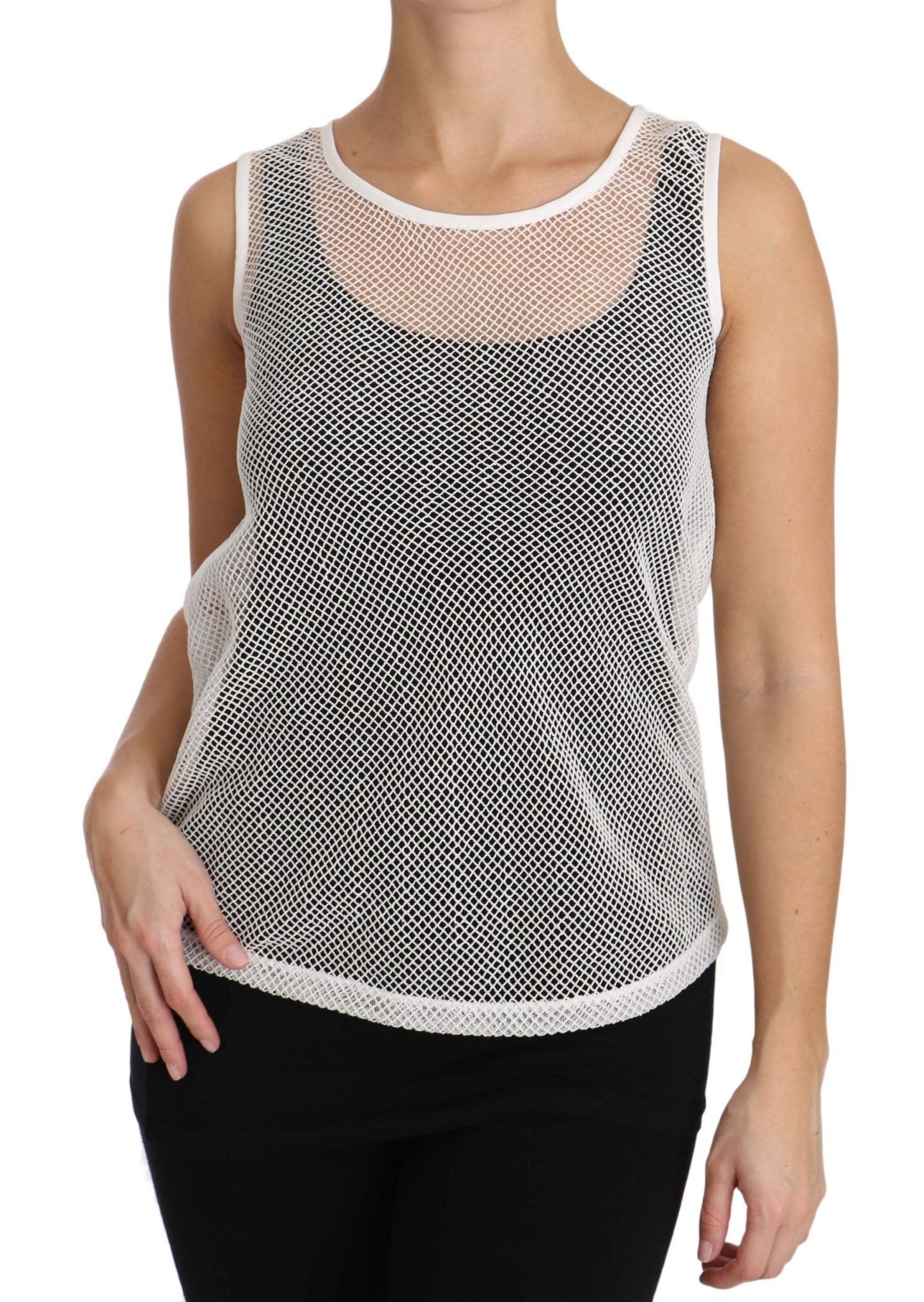 Dolce & Gabbana Elegant White Sheer Sleeveless Top - Sandy Store ByNet