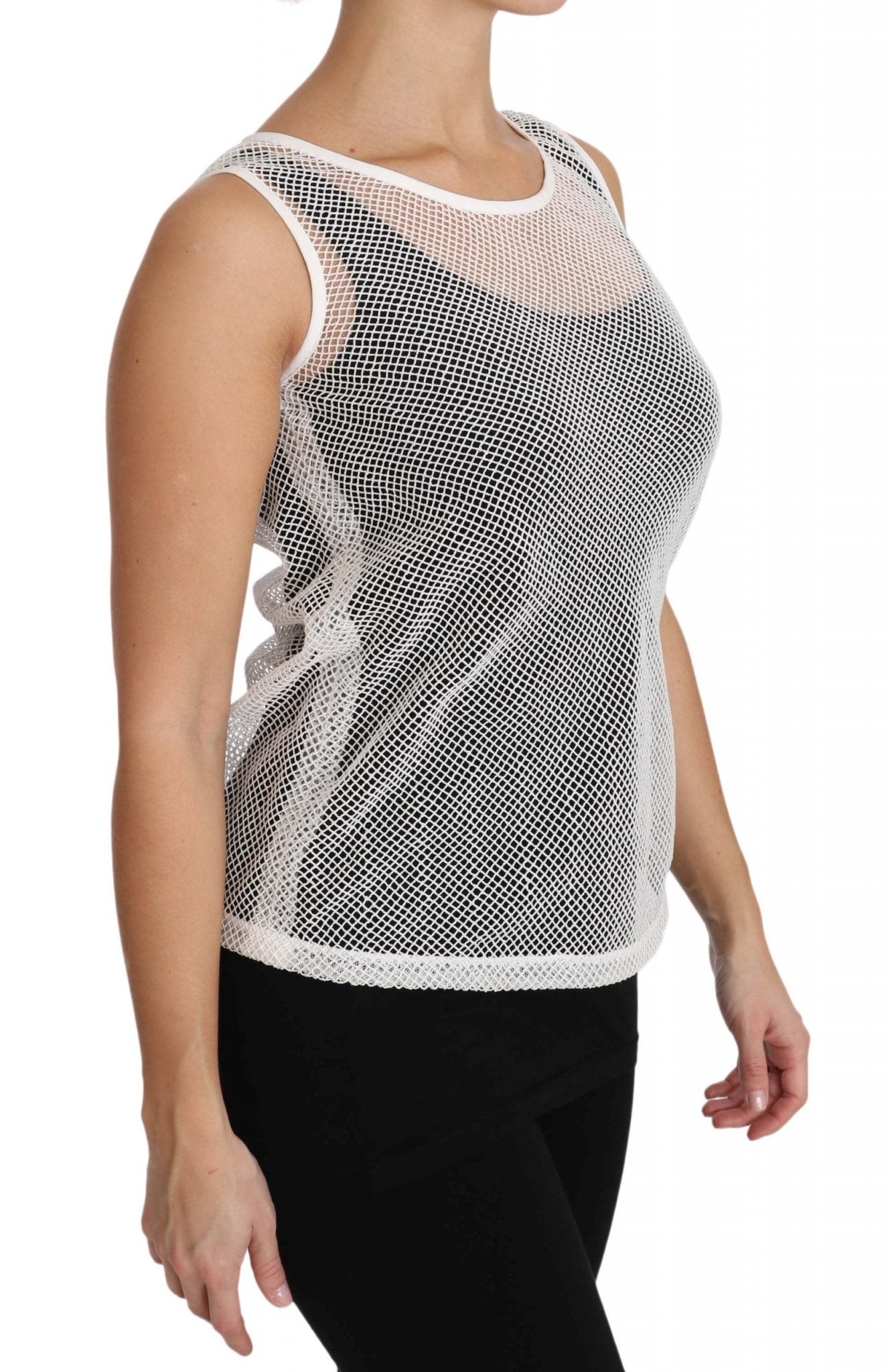 Dolce & Gabbana Elegant White Sheer Sleeveless Top - Sandy Store ByNet