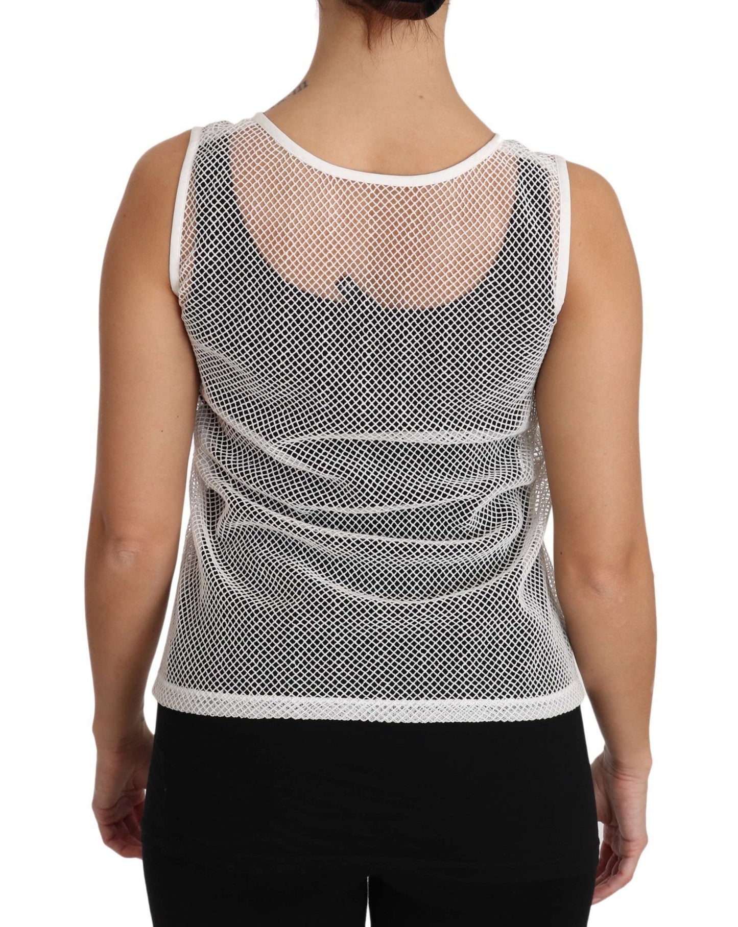 Dolce & Gabbana Elegant White Sheer Sleeveless Top - Sandy Store ByNet